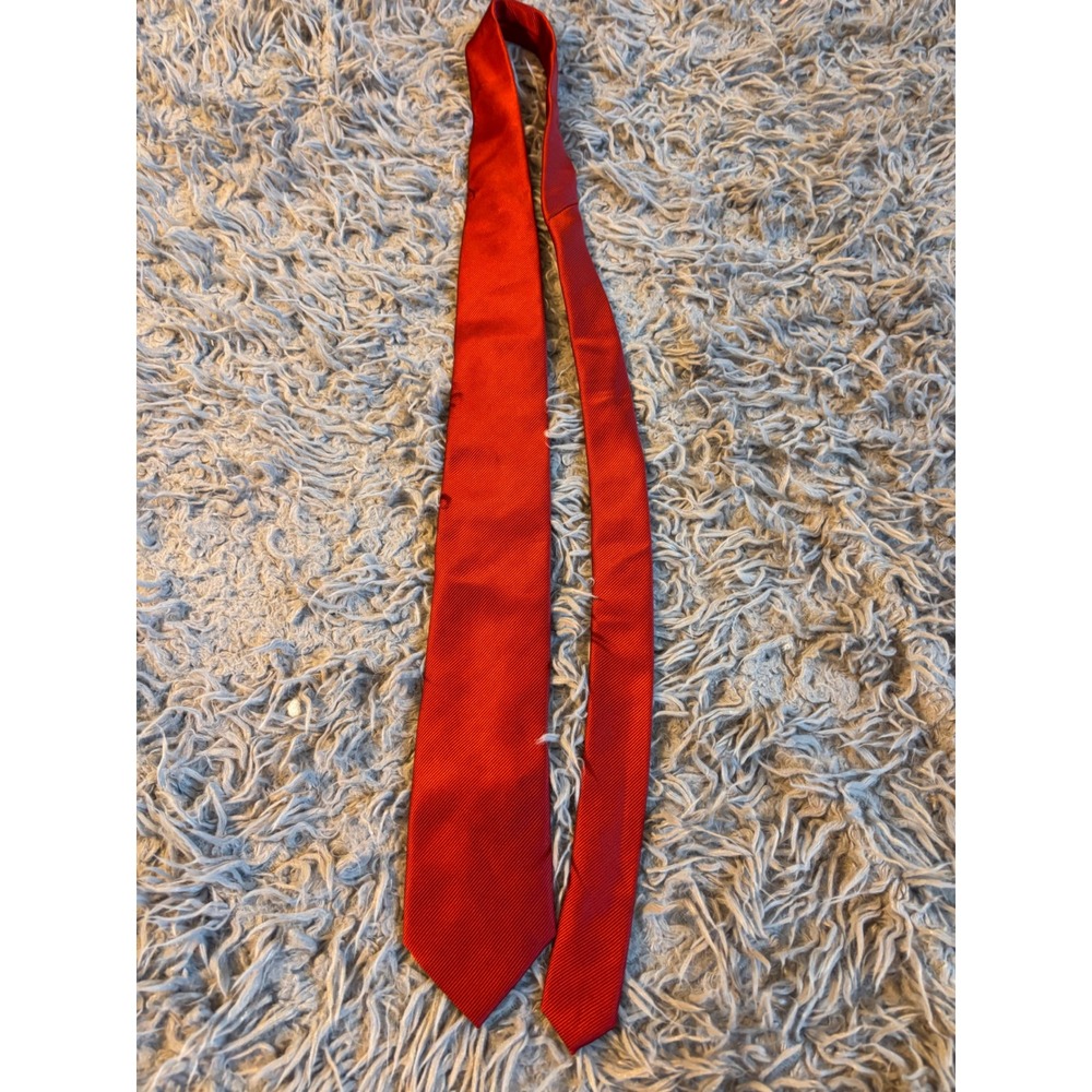 Woolworths Red Ribbed Textured Polyester Necktie Classic Formal Business Tie